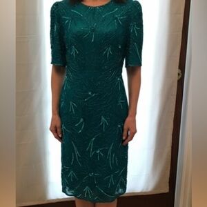 Laurence Kazar Vintage turquoise Beaded Lg Dress